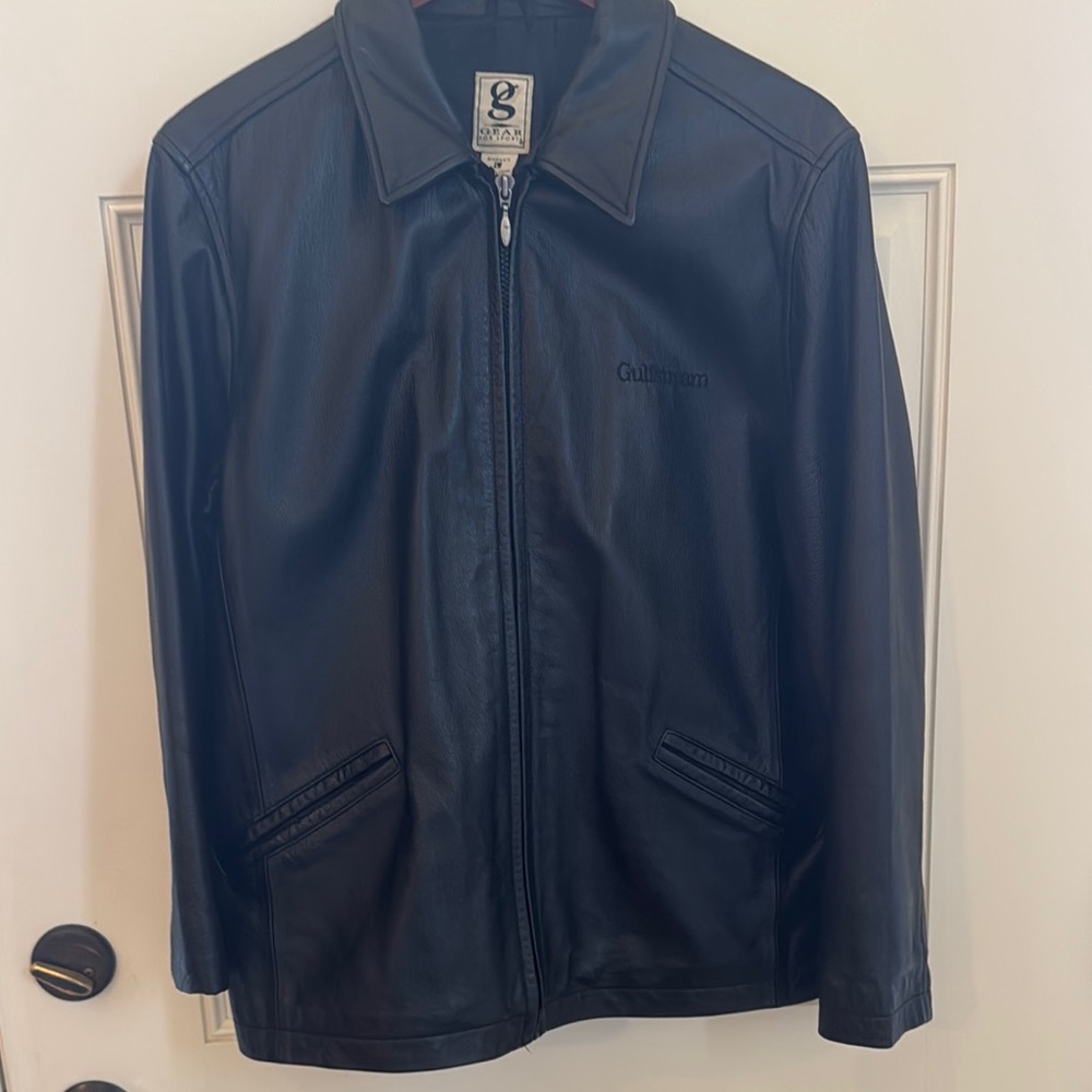 Gear For Sports Black Leather Jacket with Textured Finish and Zip-Up Closure